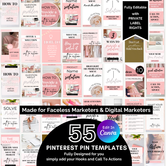 Pinterest Pin Templates (55) Fully Editable in Canva